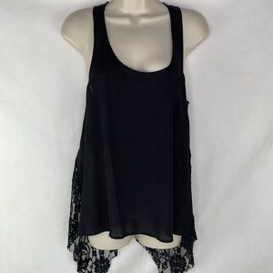 BB Dakota Black Lace Back Asymmetrical Hem Tank Style Top